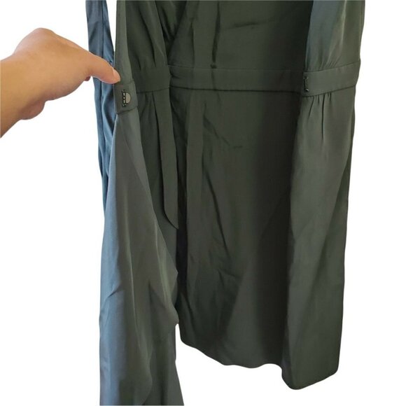 Tibi Dress 2 Dark Green Silk Wrap‎ Cap Sleeve Crepe Pockets Knee-length  Party - Picture 6 of 12